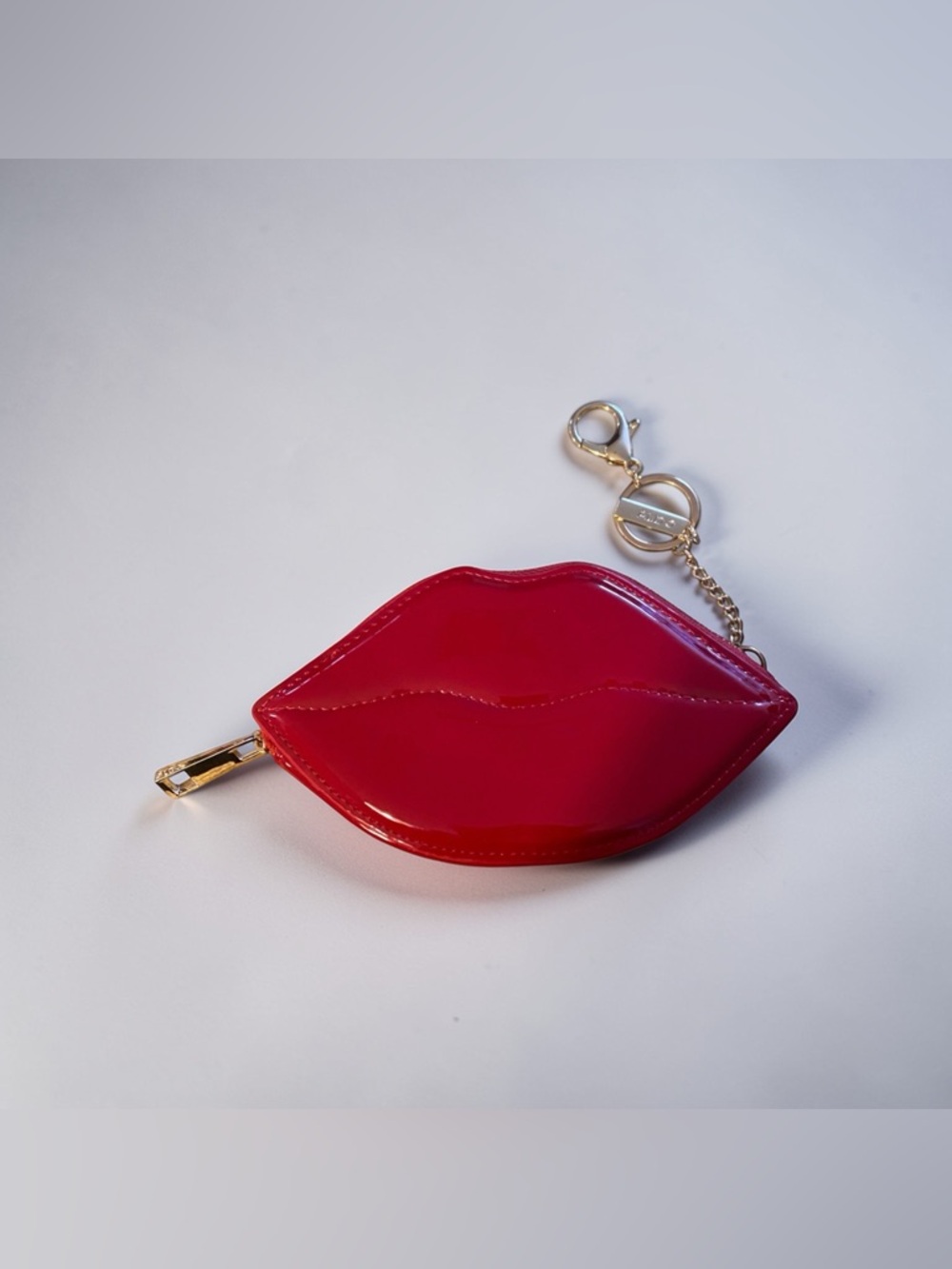 Aldo Red Lip Coin Pouch with Gold Hardware